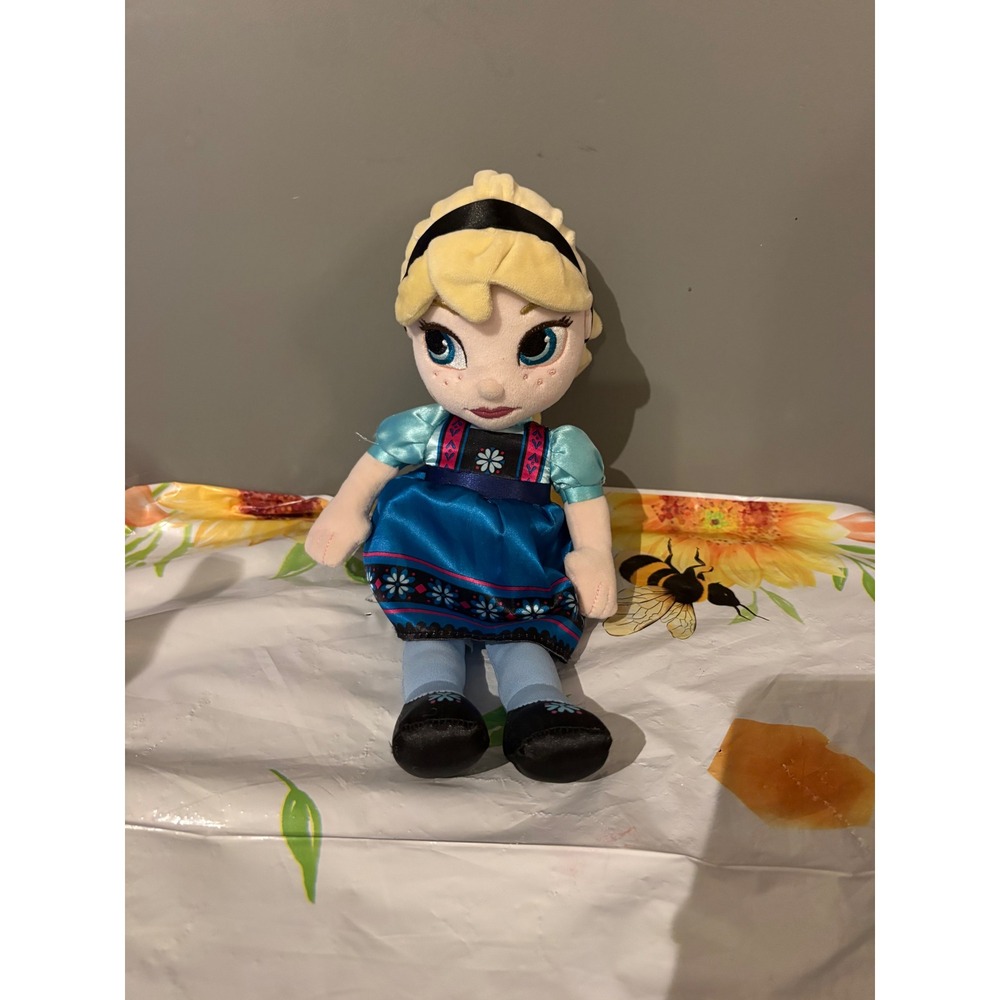 Disney Frozen Elsa Plush Doll Young Elsa Blue Coronation Dress Soft Stuffed Toy